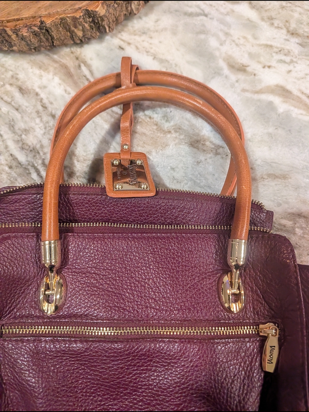 Valentina Plum Leather Bag - Picture 12 of 13